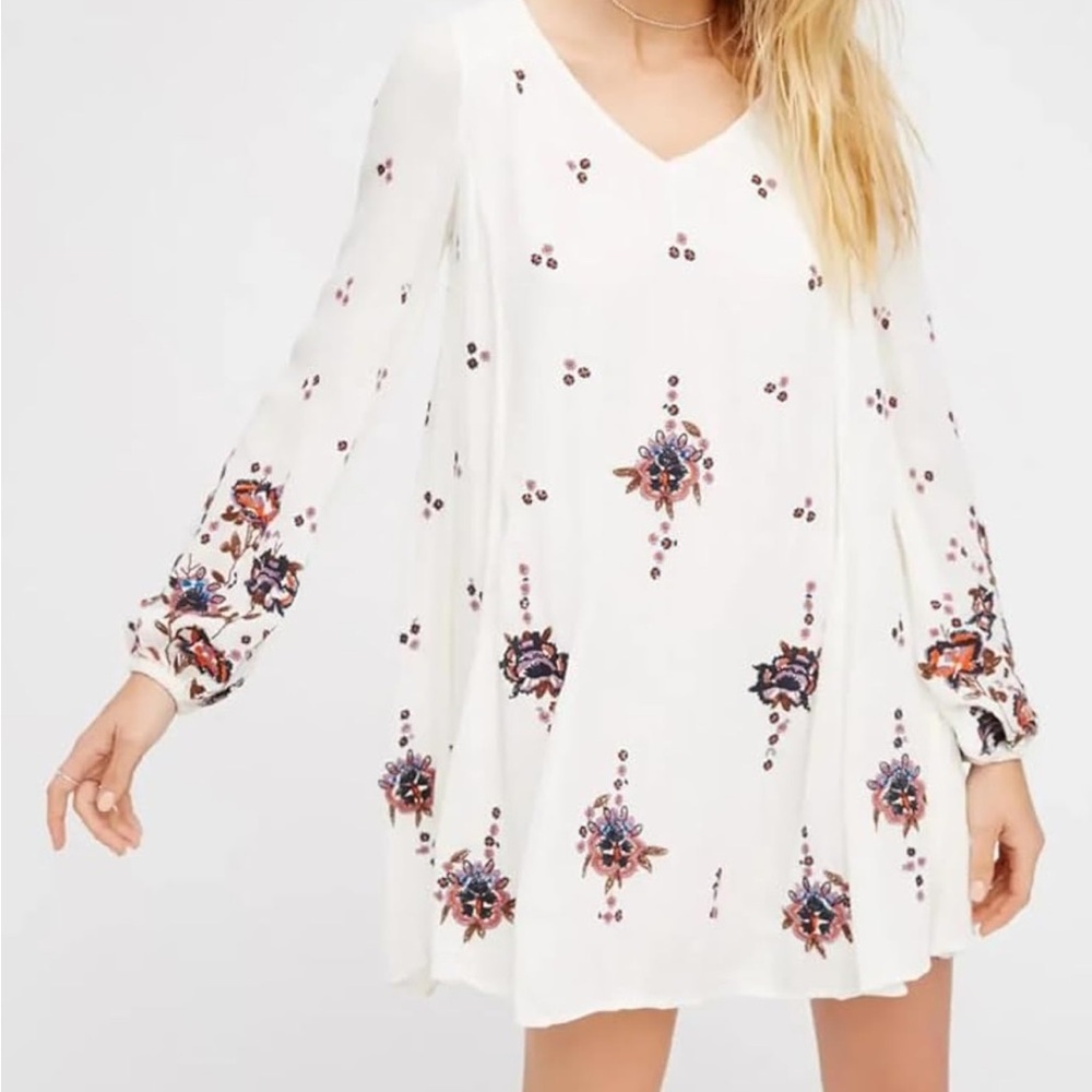 Free People Embroidered Emma mini swing dress small medium